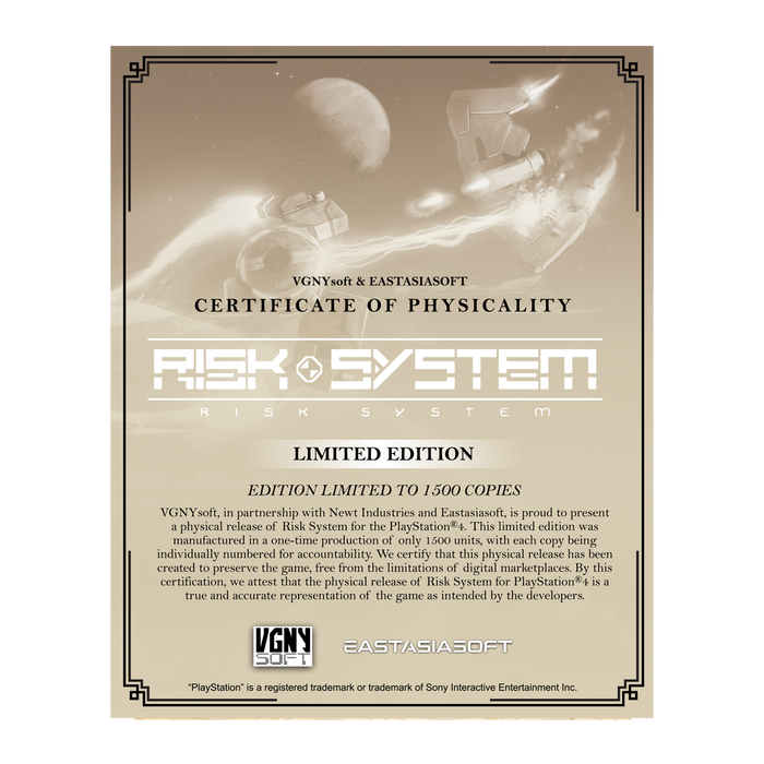 Risk System - PS4 [VGNY SOFT] (PRE-ORDER)