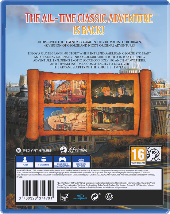 Broken Sword - Shadow of the Templars: Reforged [EU Import] [Standard Edition] - Playstation 4 (FREE SHIPPING)
