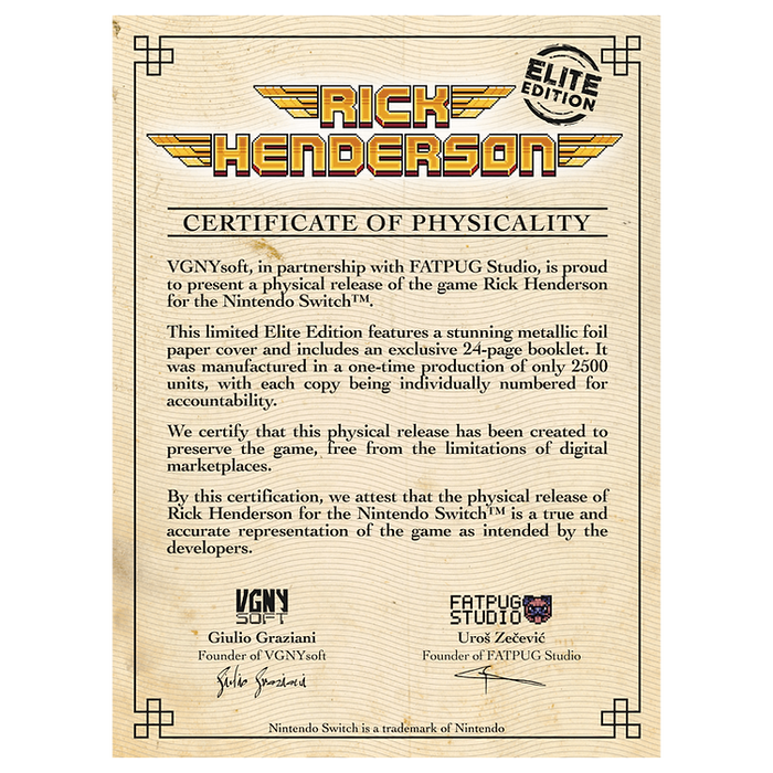 Rick Henderson (Elite Edition) - Nintendo Switch