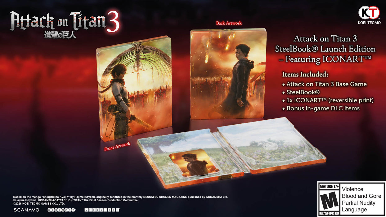 Attack on Titan 3 [SteelBook® Launch Edition – Featuring ICONART™] [Game-Key Card] - Nintendo Switch 2 (PRE-ORDER)