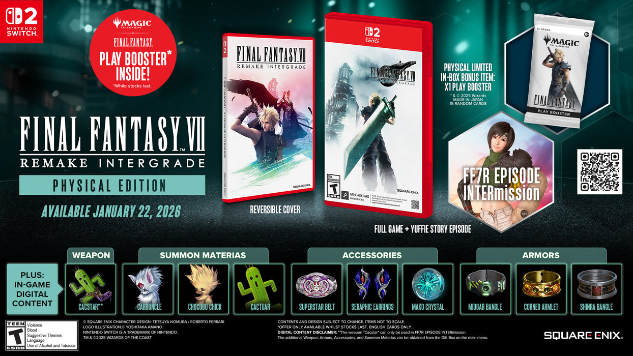 FINAL FANTASY VII REMAKE INTERGRADE [Game-Key Card] - Nintendo Switch 2 (Includes Magic: The Gathering—FINAL FANTASY Play Booster) (PRE-ORDER)