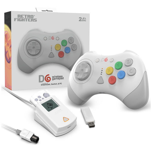 Retro Fighters - D6 Dreamcast Wireless Controller (White) for Switch/PC/Dreamcast