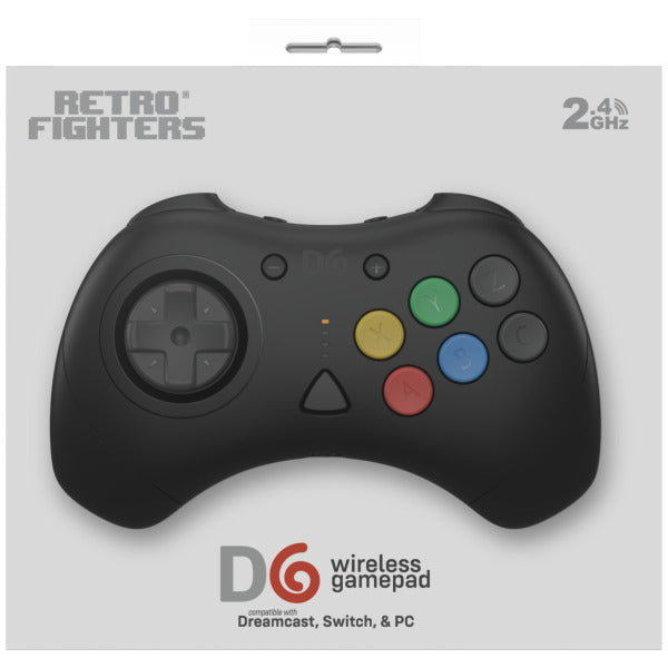 Retro Fighters - D6 Dreamcast Wireless Controller (Black) for Switch/PC/Dreamcast