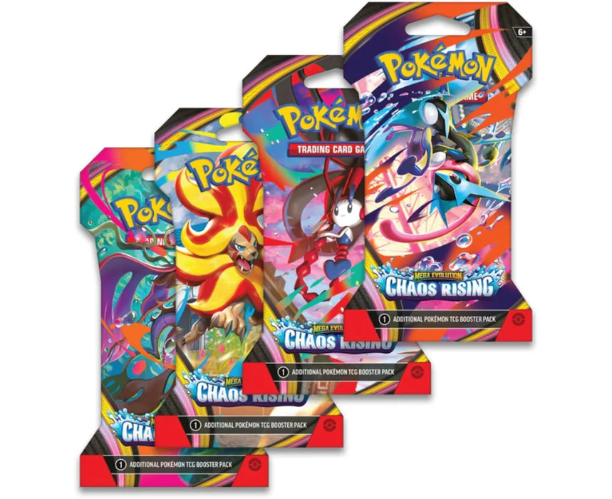 Pokemon TCG Mega Evolution - Chaos Rising - Sleeved Booster Pack   VIDEOGAMESPLUS.CA