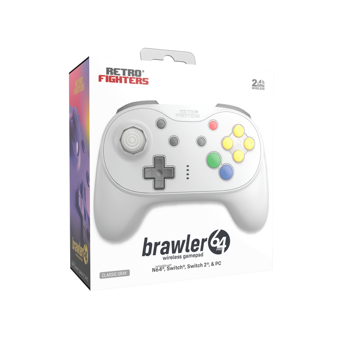 Brawler64 N64 Pro Series Wireless Controller [Grey] - N64 / Switch / Switch 2 / PC (PRE-ORDER)
