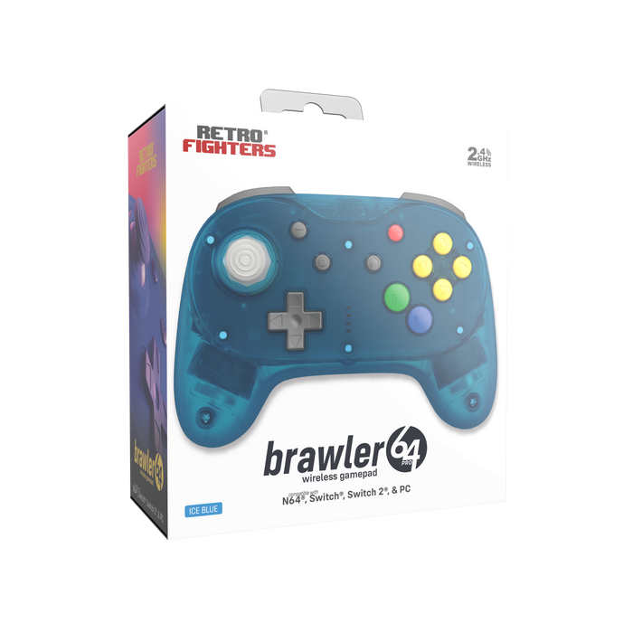 Brawler64 N64 Pro Series Wireless Controller [Ice Blue] - N64 / Switch / Switch 2 / PC (PRE-ORDER)