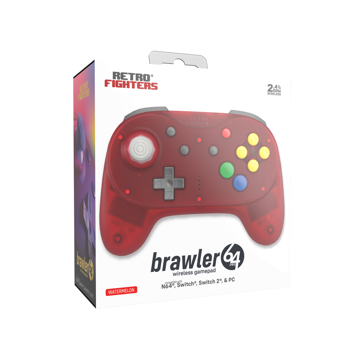 Brawler64 N64 Pro Series Wireless Controller [Watermelon Red] - N64 ...