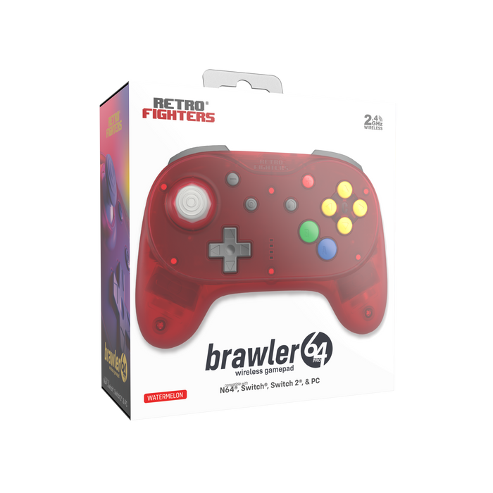 Brawler64 N64 Pro Series Wireless Controller [Watermelon Red] - N64 / Switch / Switch 2 / PC (PRE-ORDER)