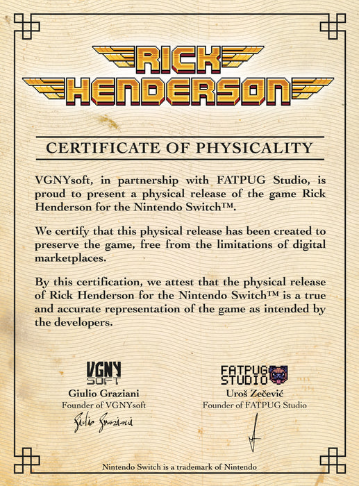 Rick Henderson (Standard Edition) - Nintendo Switch