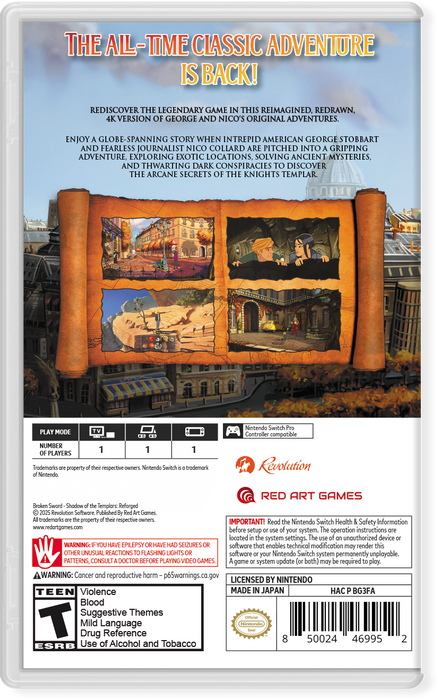 Broken Sword - Shadow of the Templars: Reforged [SPECIAL EDITION] - Nintendo Switch (VGP EXCLUSIVE) [FREE SHIPPING]