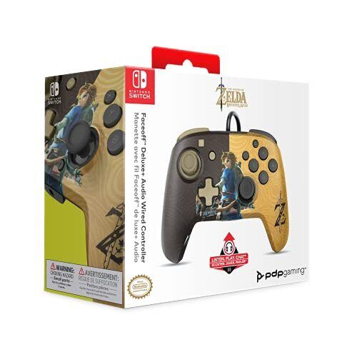 PDP Gaming Faceoff Deluxe+ Wired Switch Pro Controller ZELDA: BREATH OF THE WILD