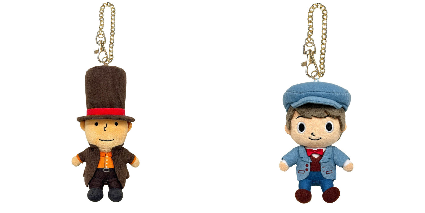 Professor Layton and the New World of Steam Plush Toy: Professor Layton & Luke Mascot Key Ring Plush Bundle (PRE-ORDER)