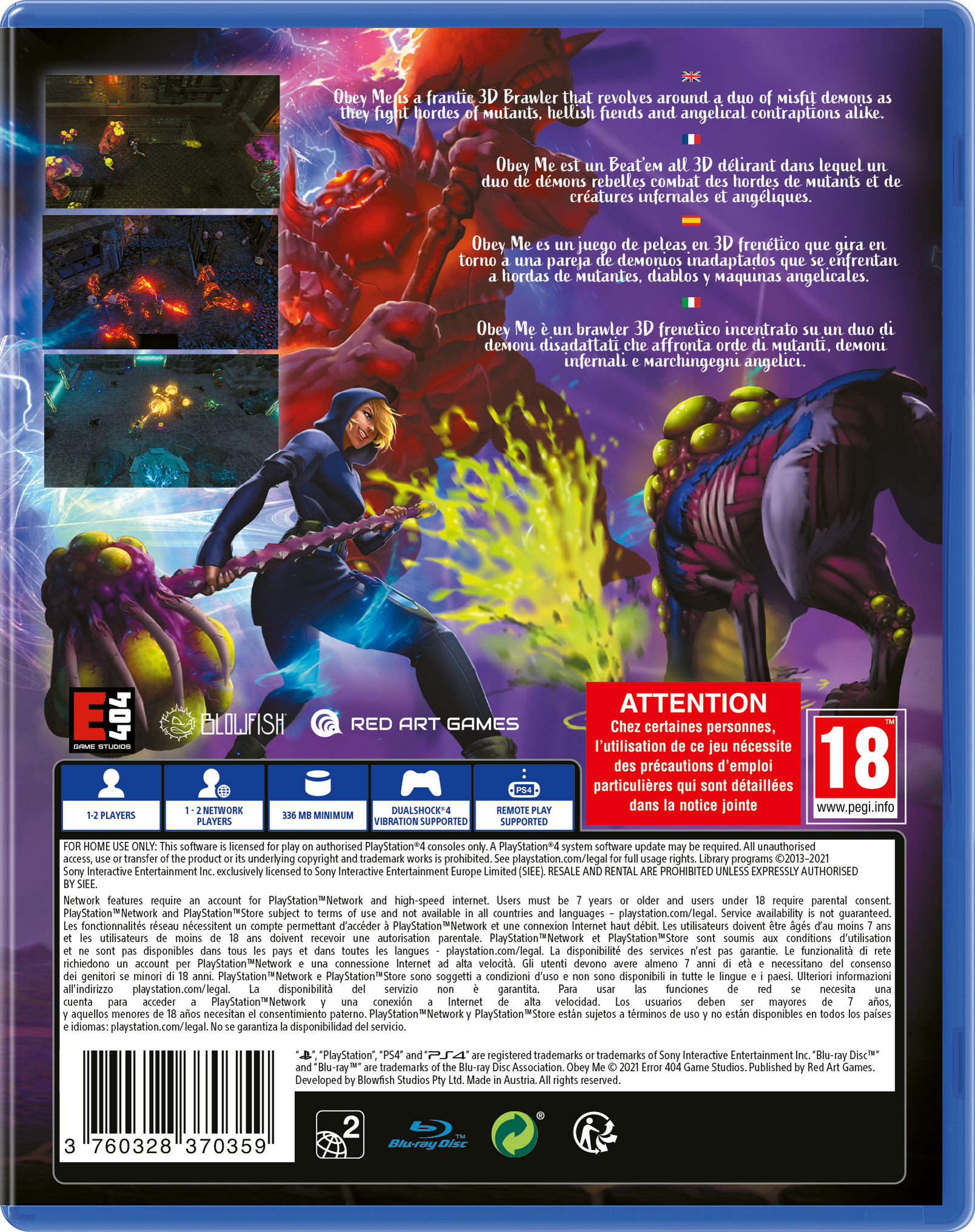 OBEY ME (999.EX) – PS4, Neuf Sous Blister, édition Red Art Games