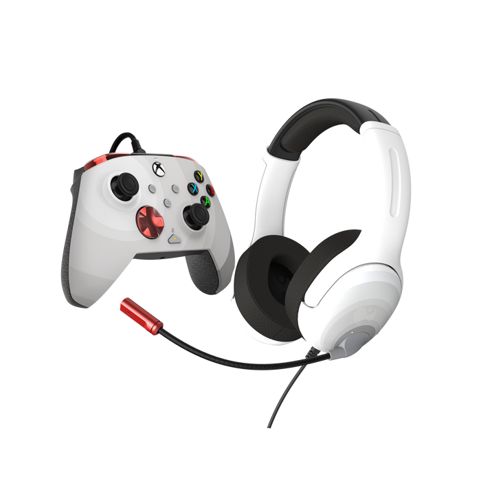 PDP - AIRLITE WIRED HEADSET & REMATCH WIRED CONTROLLER BUNDLE FOR XBOX SERIES X: RADIAL WHITE