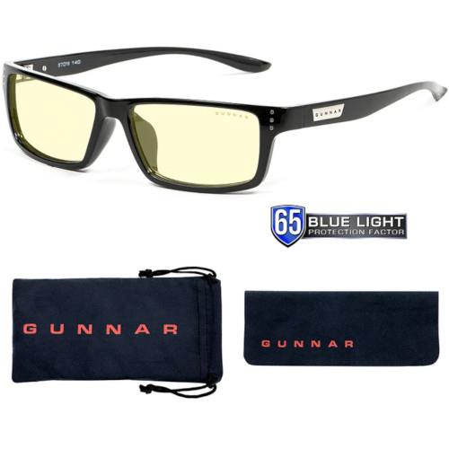 Gunnar Riot Blue Light Glasses - Onyx Frame with Amber Lens and Blue Light Protection Factor 65 (RIO-00101)