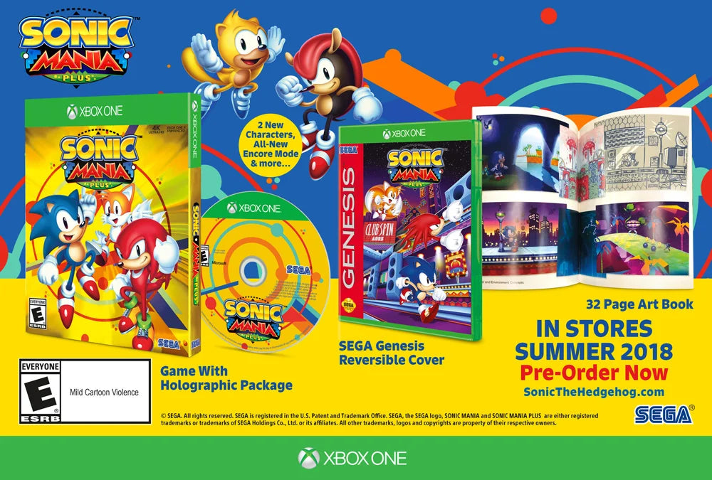 Jogo Sonic Mania Plus - Xbox One Mídia Física com Art book