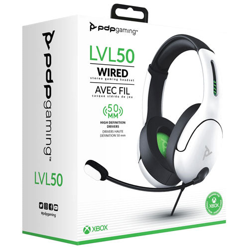 PDP GAMING LVL50 WIRED STEREO GAMING HEADSET: WHITE - XBS, XB1