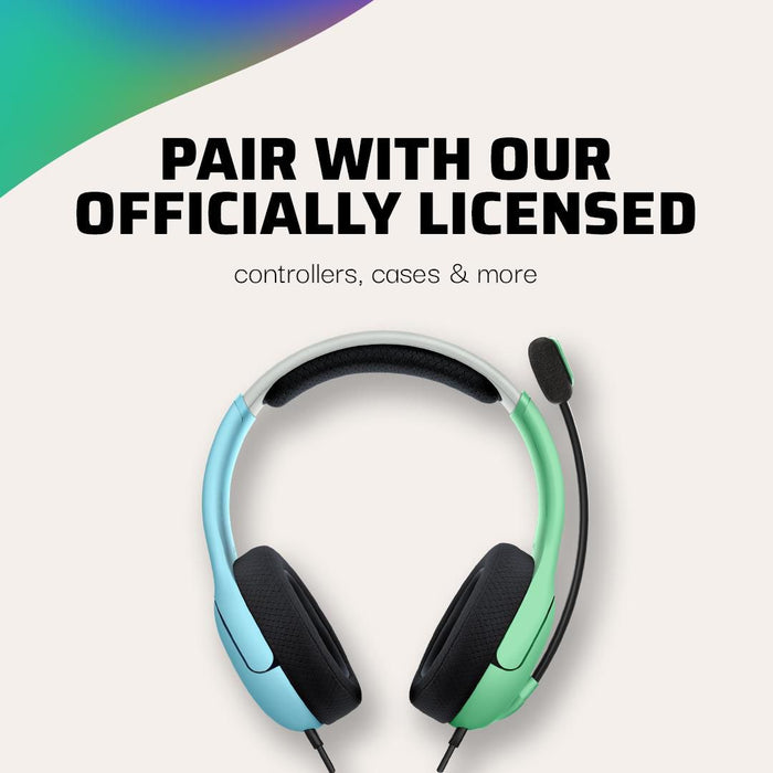 PDP GAMING LVL40 WIRED STEREO GAMING HEADSET WITH NOISE CANCELLING MICROPHONE: BLUE & GREEN - SWITCH