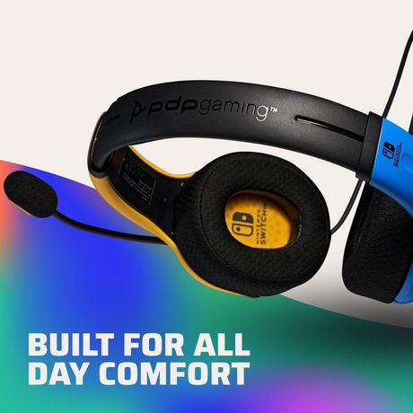 PDP GAMING LVL40 WIRED STEREO GAMING HEADSET WITH NOISE CANCELLING MICROPHONE: YELLOW & BLUE - SWITCH