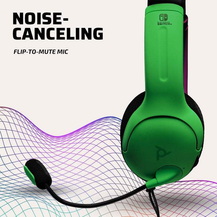 PDP GAMING LVL40 WIRED STEREO GAMING HEADSET WITH NOISE CANCELLING MICROPHONE: PINK & GREEN - SWITCH