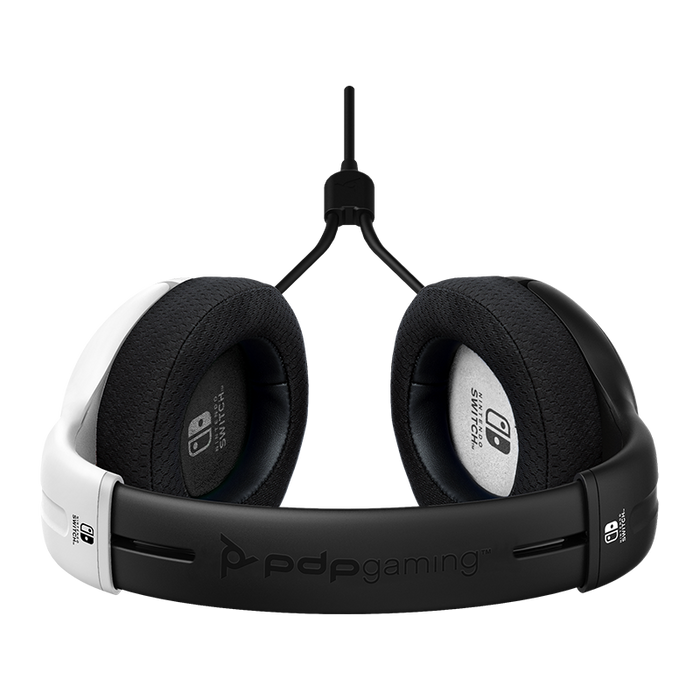 PDP GAMING LVL40 WIRED STEREO GAMING HEADSET WITH NOISE CANCELLING MICROPHONE BLACK WHITE SWITCH