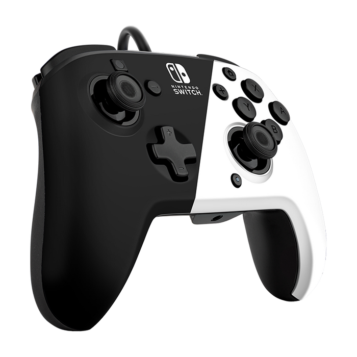 PDP NINTENDO SWITCH FACEOFF DELUXE+ AUDIO WIRED CONTROLLER: BLACK & WHITE - NINTENDO SWITCH, NINTENDO SWITCH (OLED MODEL)
