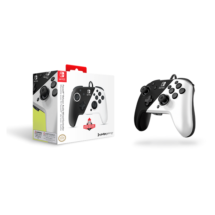 PDP NINTENDO SWITCH FACEOFF DELUXE+ AUDIO WIRED CONTROLLER: BLACK & WHITE - NINTENDO SWITCH, NINTENDO SWITCH (OLED MODEL)