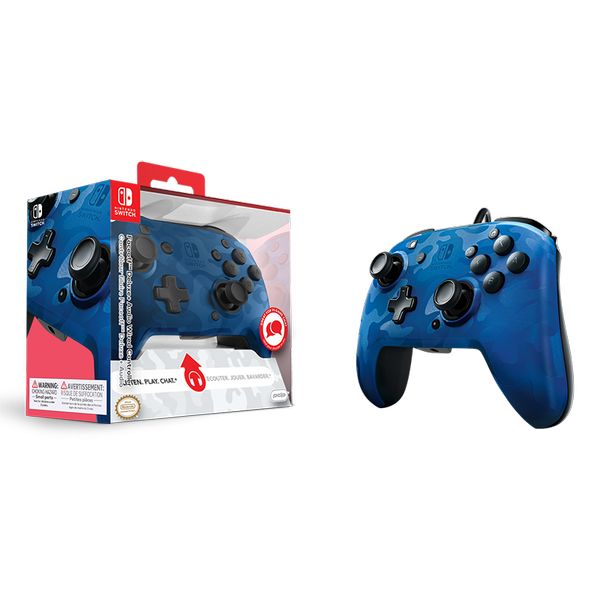 PDP Faceoff Deluxe+ Audio Wired Controller - Blue Camo - SWITCH