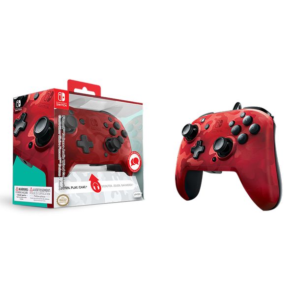 PDP Faceoff Deluxe+ Audio Wired Controller - Red Camo - SWITCH