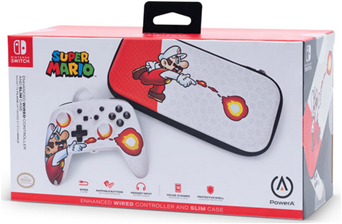 POWER A ENHANCED WIRED CONTROLLER + SLIM CASE FOR NINTENDO SWITCH MARIO FIREBALL - SWITCH
