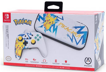 POWER A ENHANCED WIRED CONTROLLER + SLIM CASE FOR NINTENDO SWITCH PIKACHU HIGH VOLTAGE - SWITCH