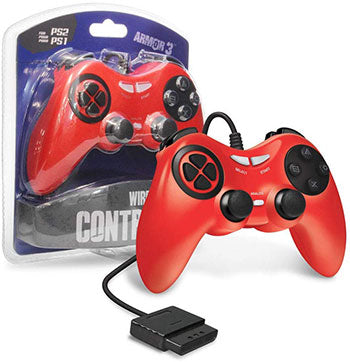 Armor3 Red Wired PS2 Game Controller - PS2