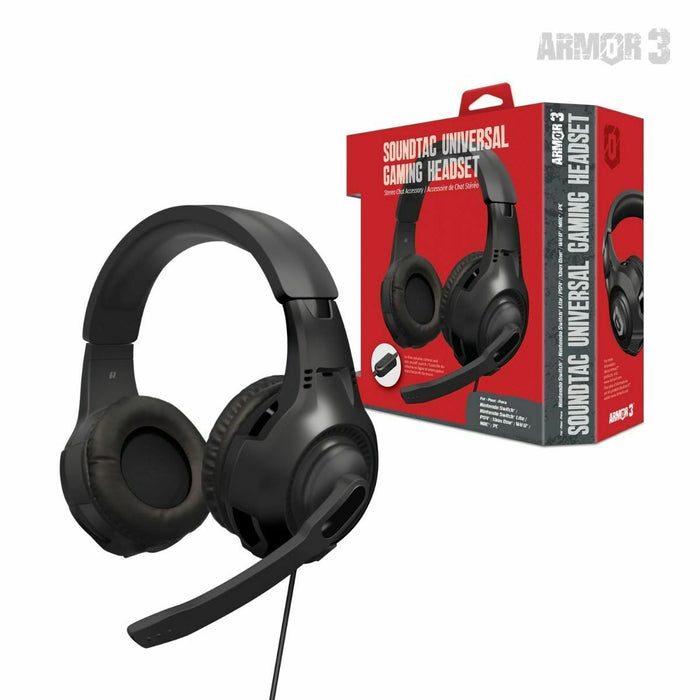 SoundTac Universal Gaming Headset For PS5™/Xbox Series X®/ Xbox Series S®/ Nintendo Switch®/ Nintendo Switch® Lite/ PS4®/ Xbox One®/ Wii U®/ PC/ Mac® (Black) - Armor3